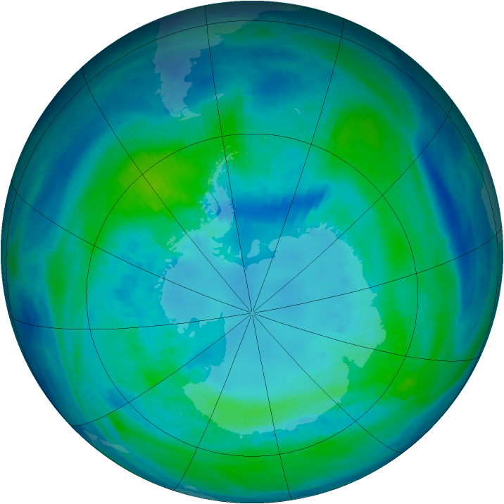 Antarctic ozone map for 12 April 1999
